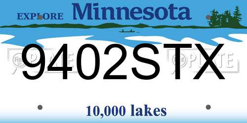 9402STX Minnesota License Plate