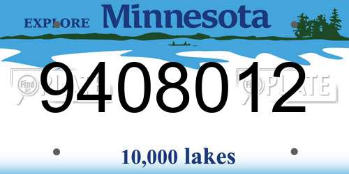 9408012 Minnesota License Plate