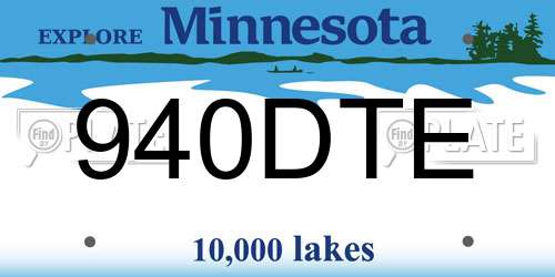 940DTE Minnesota License Plate