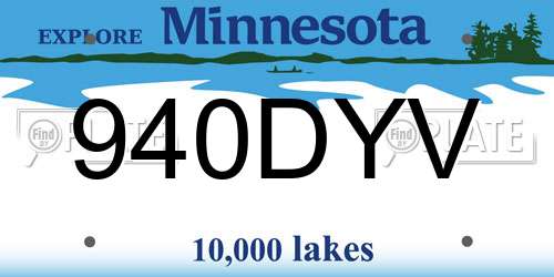 940DYV Minnesota License Plate