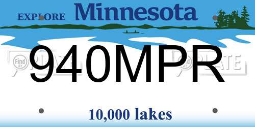 940MPR Minnesota License Plate