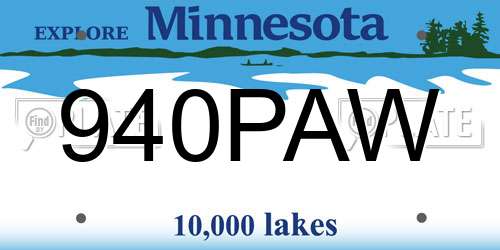 940PAW Minnesota License Plate