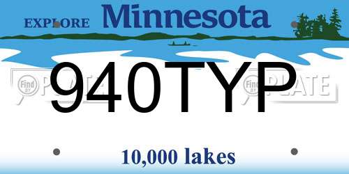 940TYP Minnesota License Plate