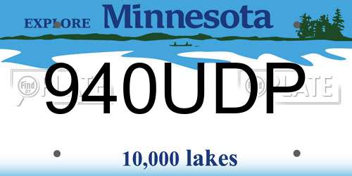 940UDP Minnesota License Plate