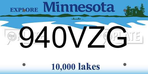 940VZG Minnesota License Plate