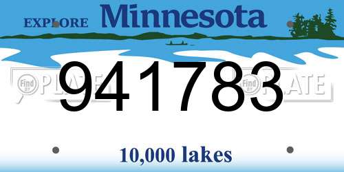 941783 Minnesota License Plate