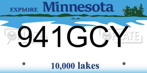 941GCY Minnesota License Plate