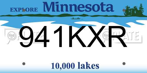 941KXR Minnesota License Plate