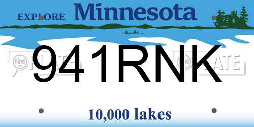 941RNK Minnesota License Plate