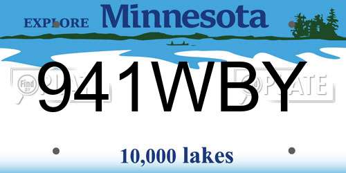 941WBY Minnesota License Plate