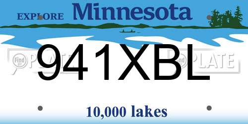 941XBL Minnesota License Plate