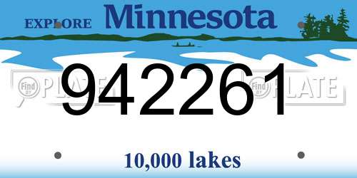 942261 Minnesota License Plate