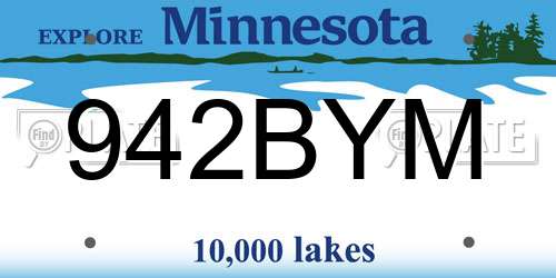 942BYM Minnesota License Plate