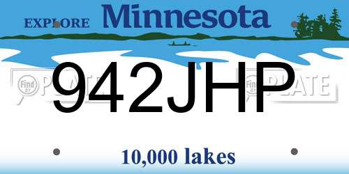 942JHP Minnesota License Plate