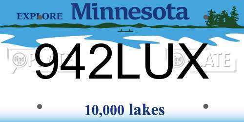 942LUX Minnesota License Plate