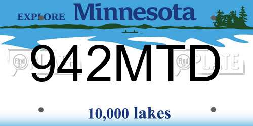 942MTD Minnesota License Plate