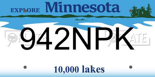 942NPK Minnesota License Plate