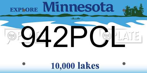 942PCL Minnesota License Plate