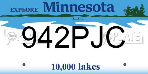 942PJC Minnesota License Plate