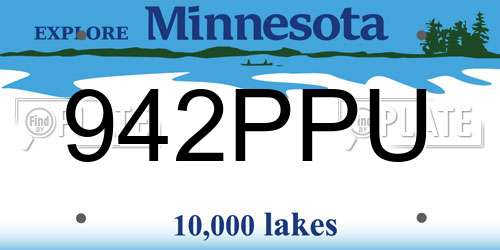 942PPU Minnesota License Plate