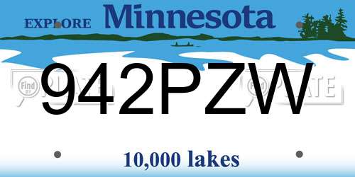942PZW Minnesota License Plate