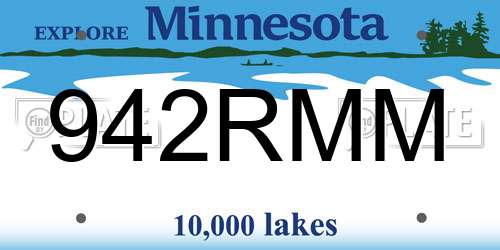 942RMM Minnesota License Plate