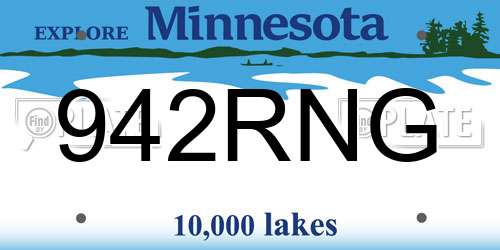 942RNG Minnesota License Plate