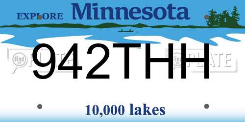 942THH Minnesota License Plate