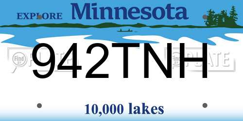 942TNH Minnesota License Plate