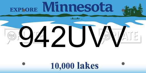 942UVV Minnesota License Plate