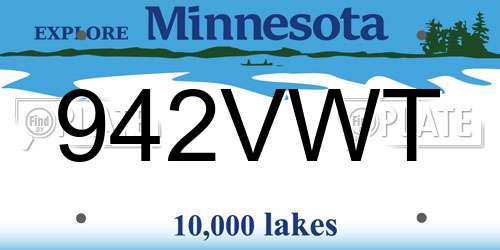 942VWT Minnesota License Plate