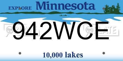 942WCE Minnesota License Plate