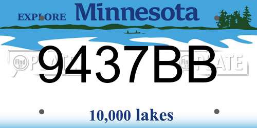 9437BB Minnesota License Plate