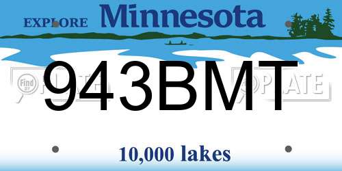 943BMT Minnesota License Plate