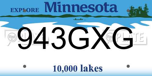 943GXG Minnesota License Plate