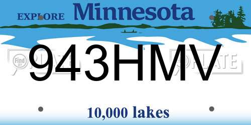 943HMV Minnesota License Plate