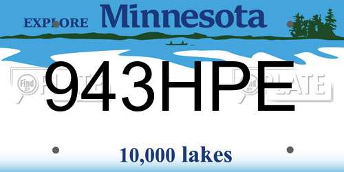 943HPE Minnesota License Plate