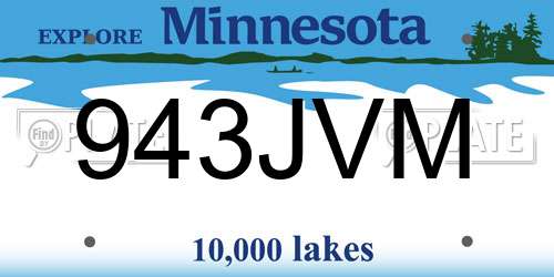 943JVM Minnesota License Plate