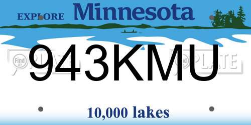 943KMU Minnesota License Plate