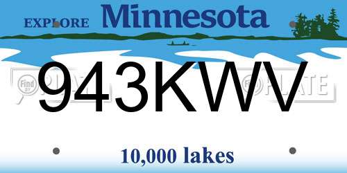 943KWV Minnesota License Plate