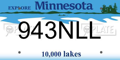 943NLL Minnesota License Plate