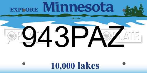 943PAZ Minnesota License Plate