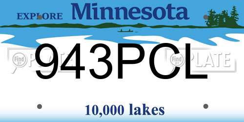 943PCL Minnesota License Plate