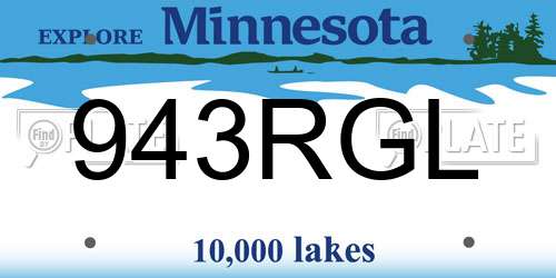 943RGL Minnesota License Plate