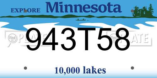 943T58 Minnesota License Plate
