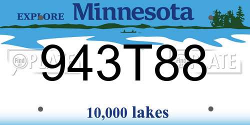 943T88 Minnesota License Plate