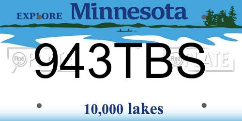 943TBS Minnesota License Plate