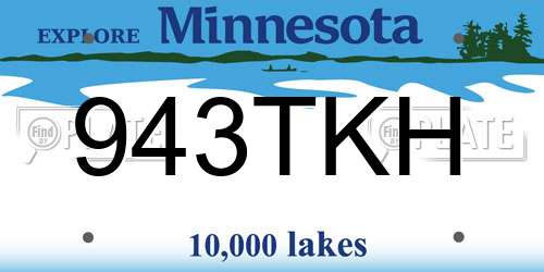 943TKH Minnesota License Plate