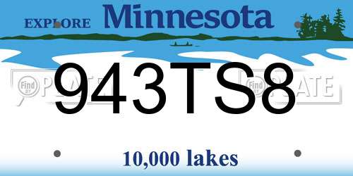 943TS8 Minnesota License Plate