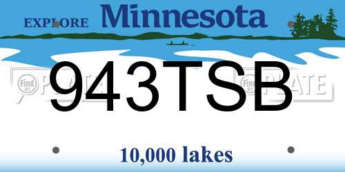 943TSB Minnesota License Plate